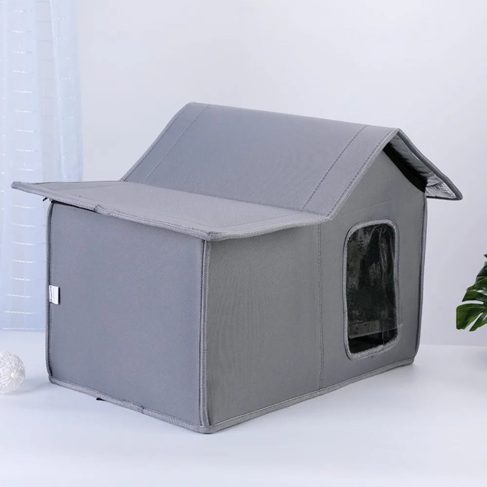 Outdoor Cat House with Detachable Roof – Waterproof & Easy-Clean Pet Bed for Cats & Small Dogs