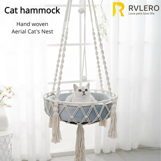 Hand-Woven Cat Hammock Swing – Indoor Hanging Basket & Pendant Nest for Kittens